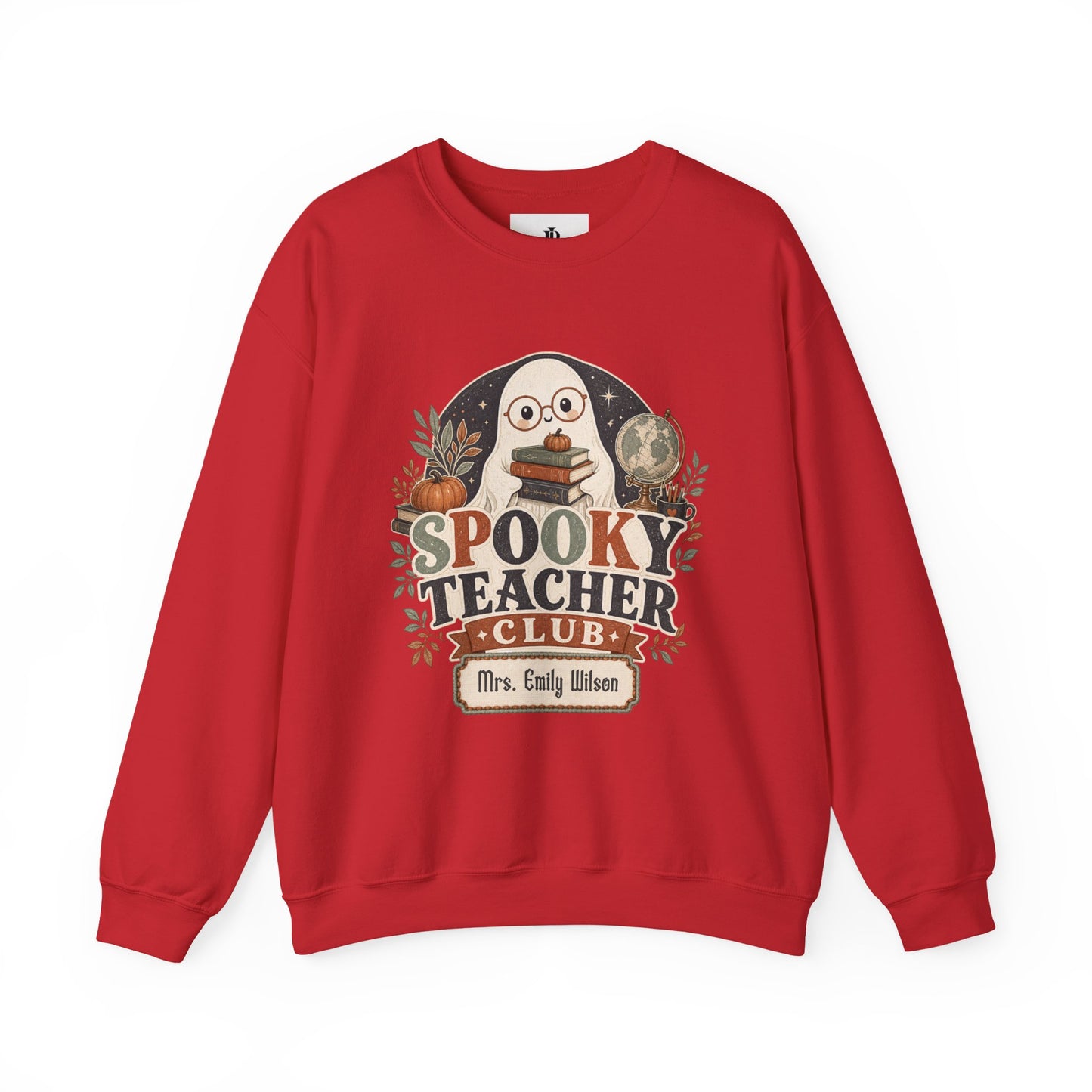 Spooky Teacher Sweatshirt, Personalized Halloween Ghost Crewneck, Soft Unisex Fit