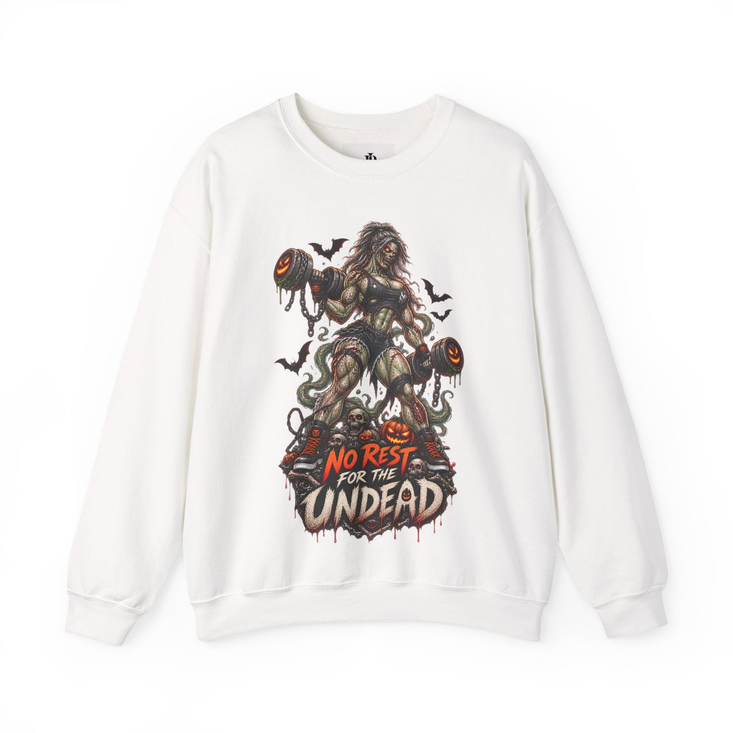 Zombie Weightlifter Sweatshirt — "No Rest for the Undead" Graphic Crewneck