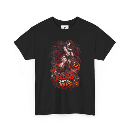 T-Shirt — Blood Sweat Reps Gym Tee (Barbell Demon Illustration)