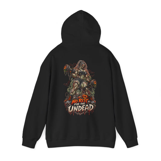 Undead Horror Hoodie – “No Rest for the Undead” Graphic Sweatshirt