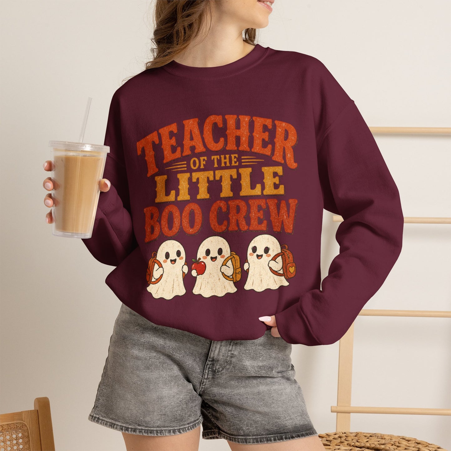 Teacher of the Little Boo Crew Sweatshirt, Cute Halloween Teacher Crewneck, Kindergarten Teacher Sweater, Cozy Fall School Sweatshirt