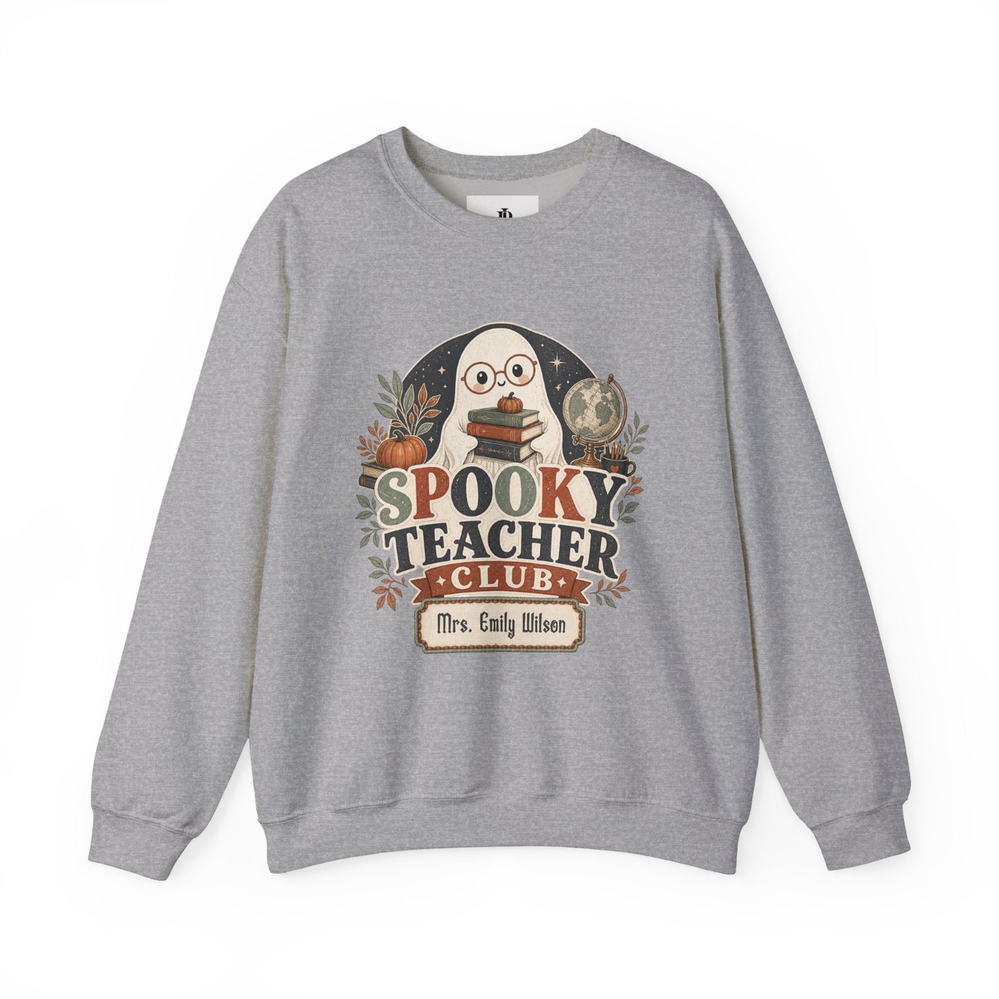 Spooky Teacher Sweatshirt, Personalized Halloween Ghost Crewneck, Soft Unisex Fit