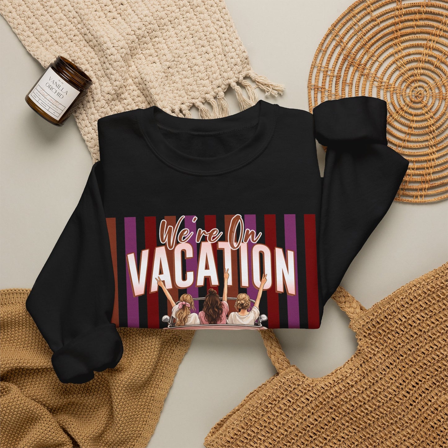 Girls Trip Sweatshirt, Personalized Vacation Crewneck, Soft Midweight Cotton Blend