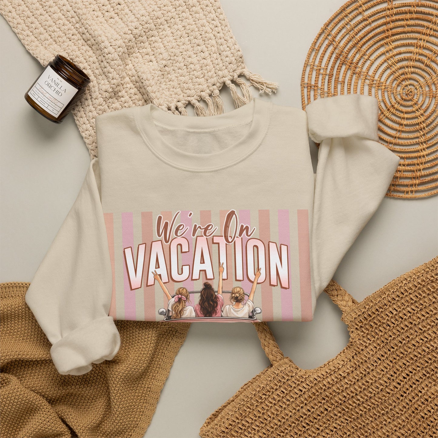 Girls Trip Sweatshirt, Personalized Vacation Crewneck, Soft Midweight Cotton Blend