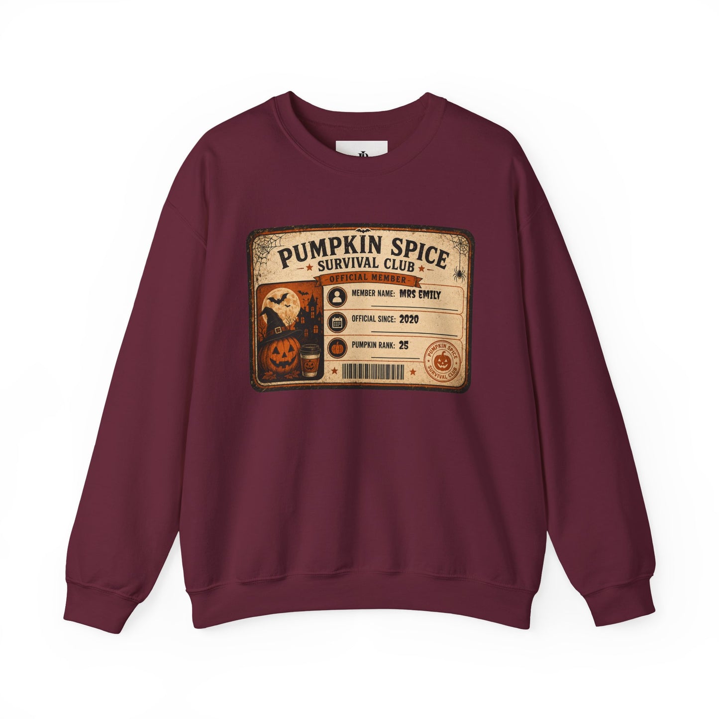Pumpkin Spice Survival Club Sweatshirt | Retro Halloween Pumpkin Badge