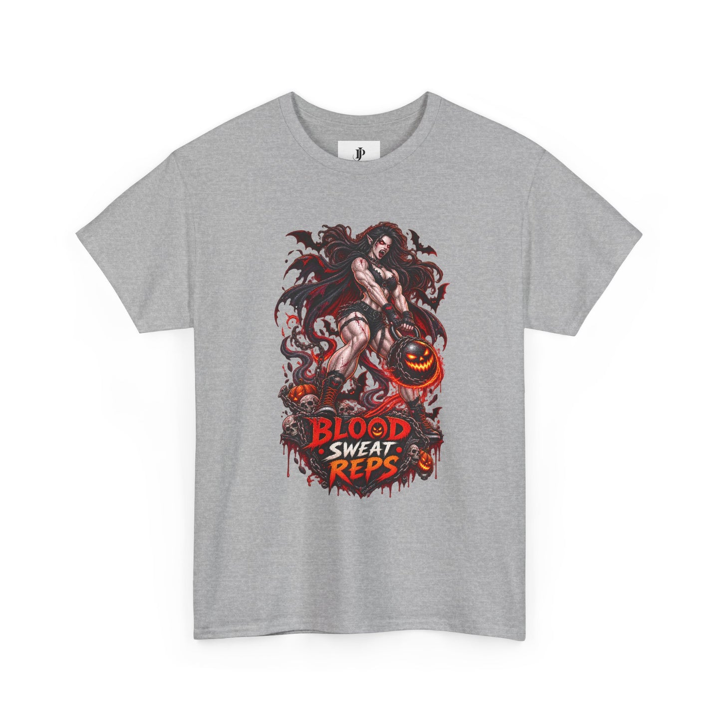 T-Shirt — Blood Sweat Reps Gym Tee (Barbell Demon Illustration)