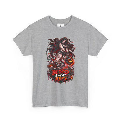 T-Shirt — Blood Sweat Reps Gym Tee (Barbell Demon Illustration)