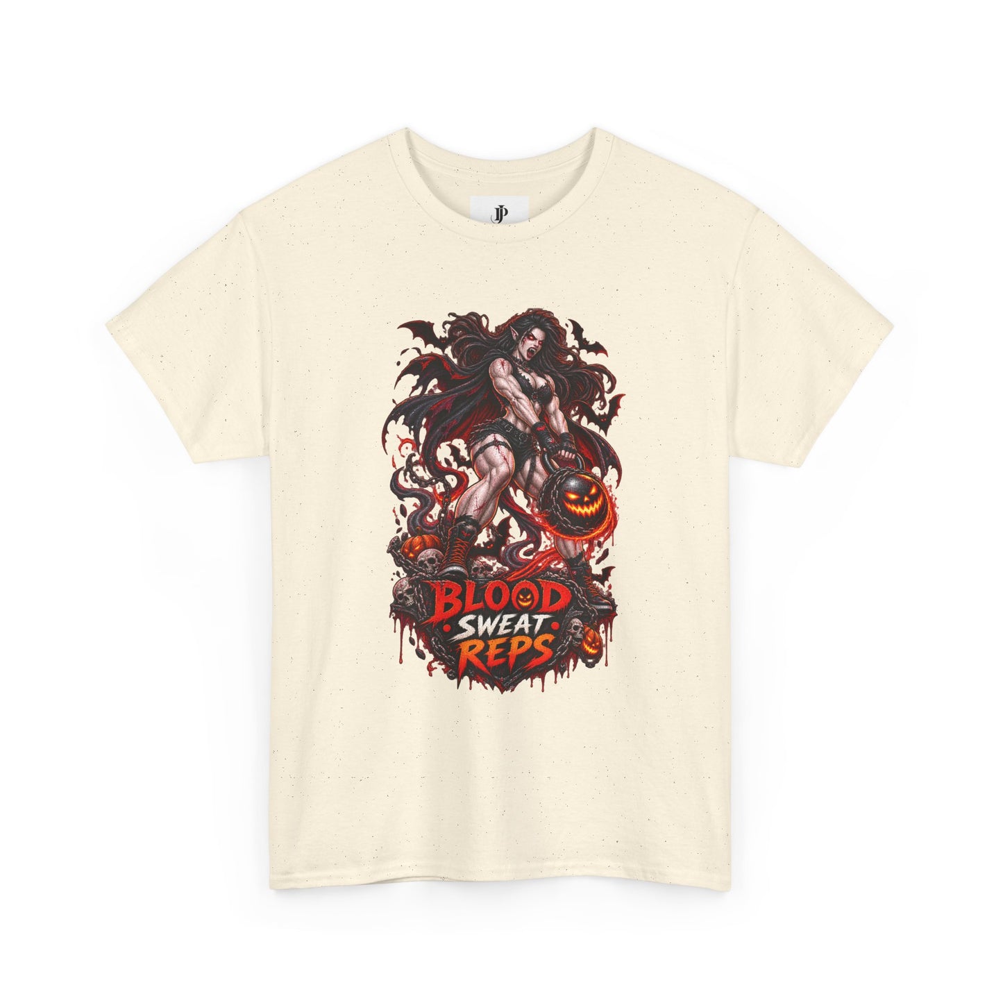 T-Shirt — Blood Sweat Reps Gym Tee (Barbell Demon Illustration)