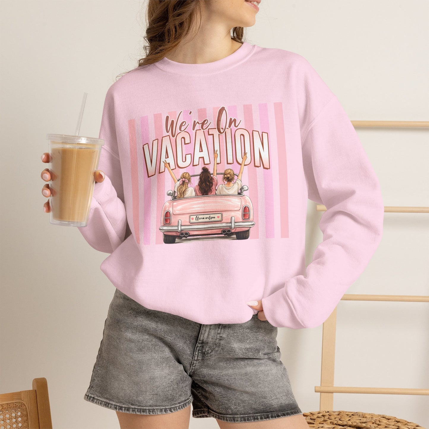 Girls Trip Sweatshirt, Personalized Vacation Crewneck, Soft Midweight Cotton Blend