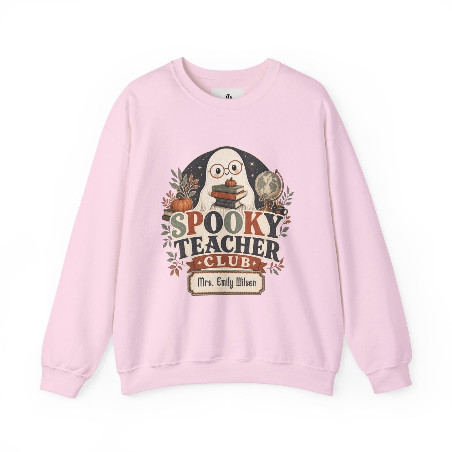 Spooky Teacher Sweatshirt, Personalized Halloween Ghost Crewneck, Soft Unisex Fit