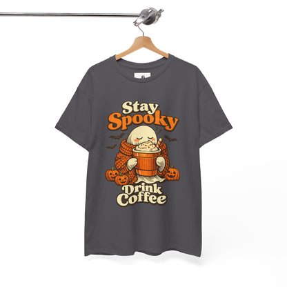 Halloween Ghost Coffee Shirt, Cozy Fall Graphic Tee, Autumn Pumpkin Spice Drink