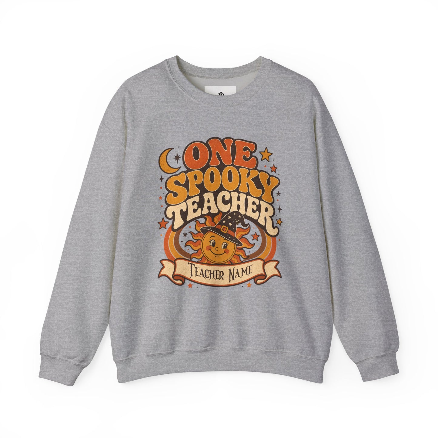 Spooky Teacher Sweatshirt, Personalized Retro Halloween Crewneck, Heavy Blend Cotton