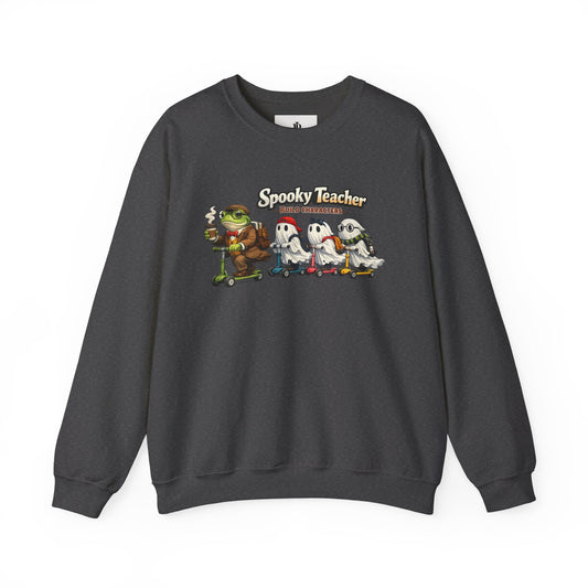 Personalized Teacher Sweatshirt, Spooky Ghost Halloween Crewneck, Custom Name and Grade