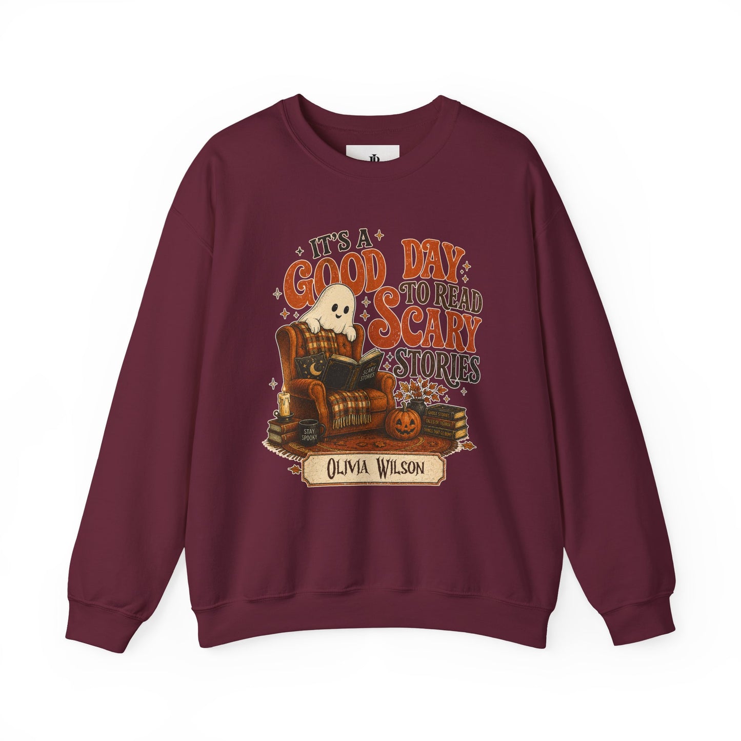 Bookish Halloween Sweatshirt, Personalized Scary Stories Crewneck, Soft Cotton Blend