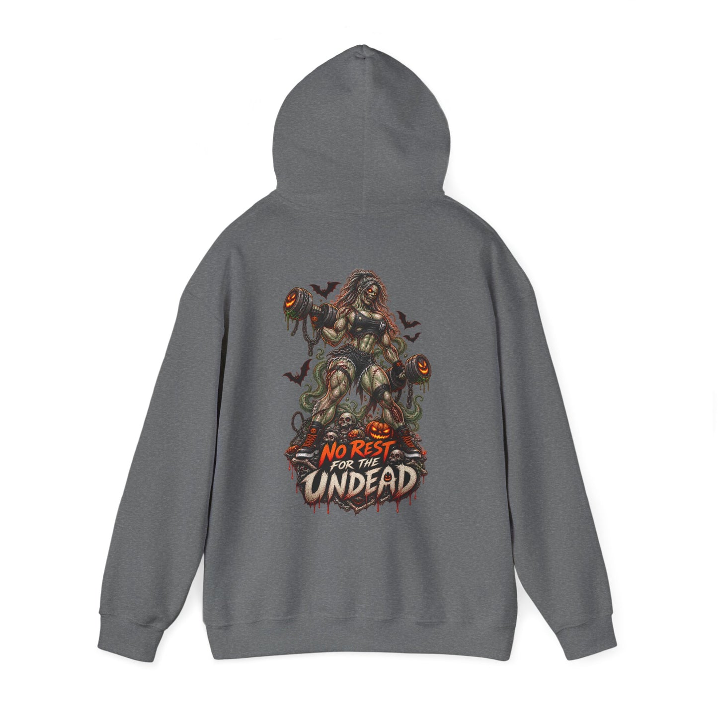 Undead Horror Hoodie – “No Rest for the Undead” Graphic Sweatshirt