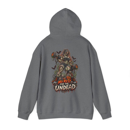 Undead Horror Hoodie – “No Rest for the Undead” Graphic Sweatshirt