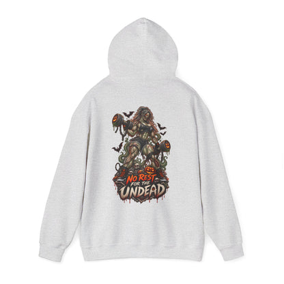 Undead Horror Hoodie – “No Rest for the Undead” Graphic Sweatshirt