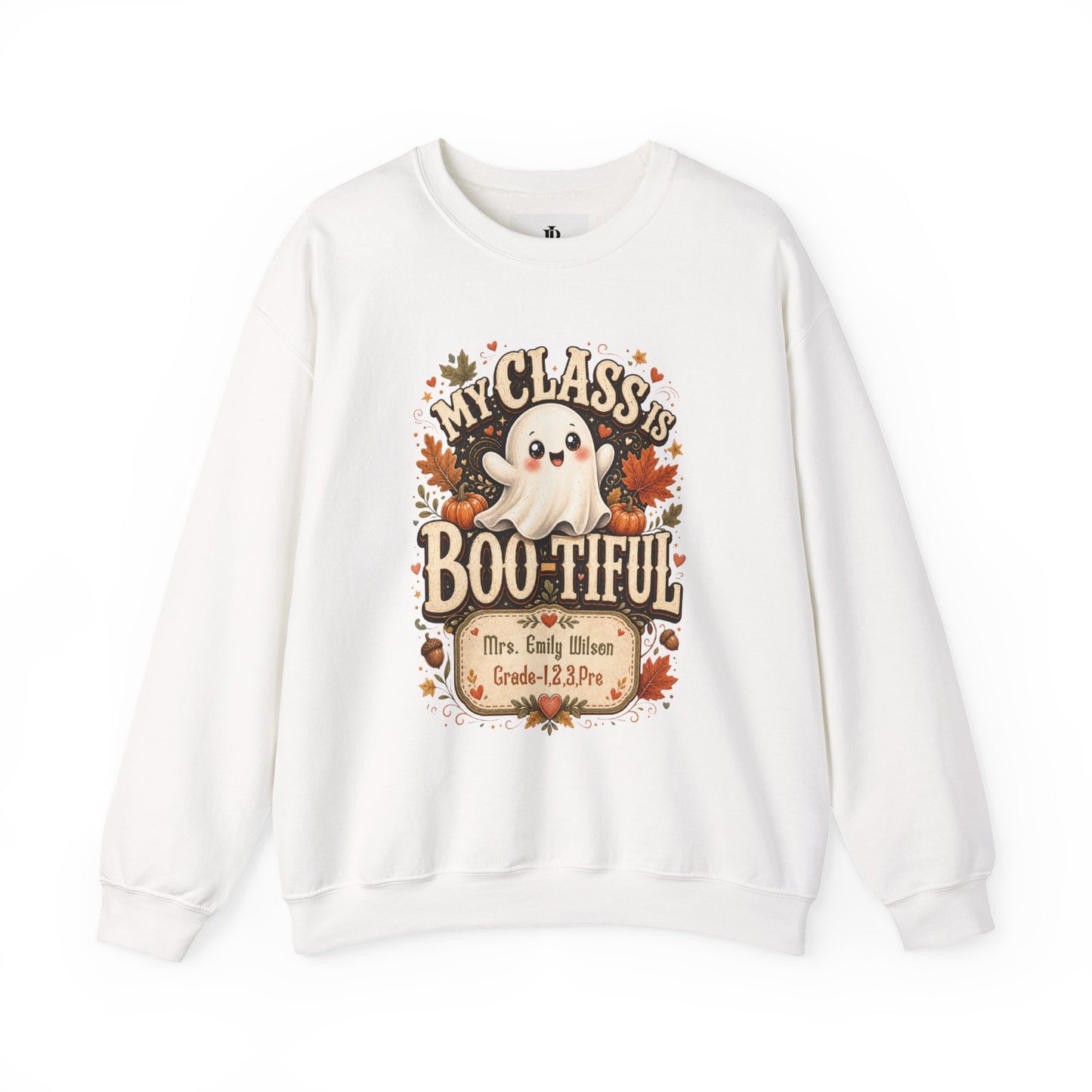 Teacher Halloween Sweatshirt Personalized, My Class Is Bootiful Crewneck, Soft Cotton Blend