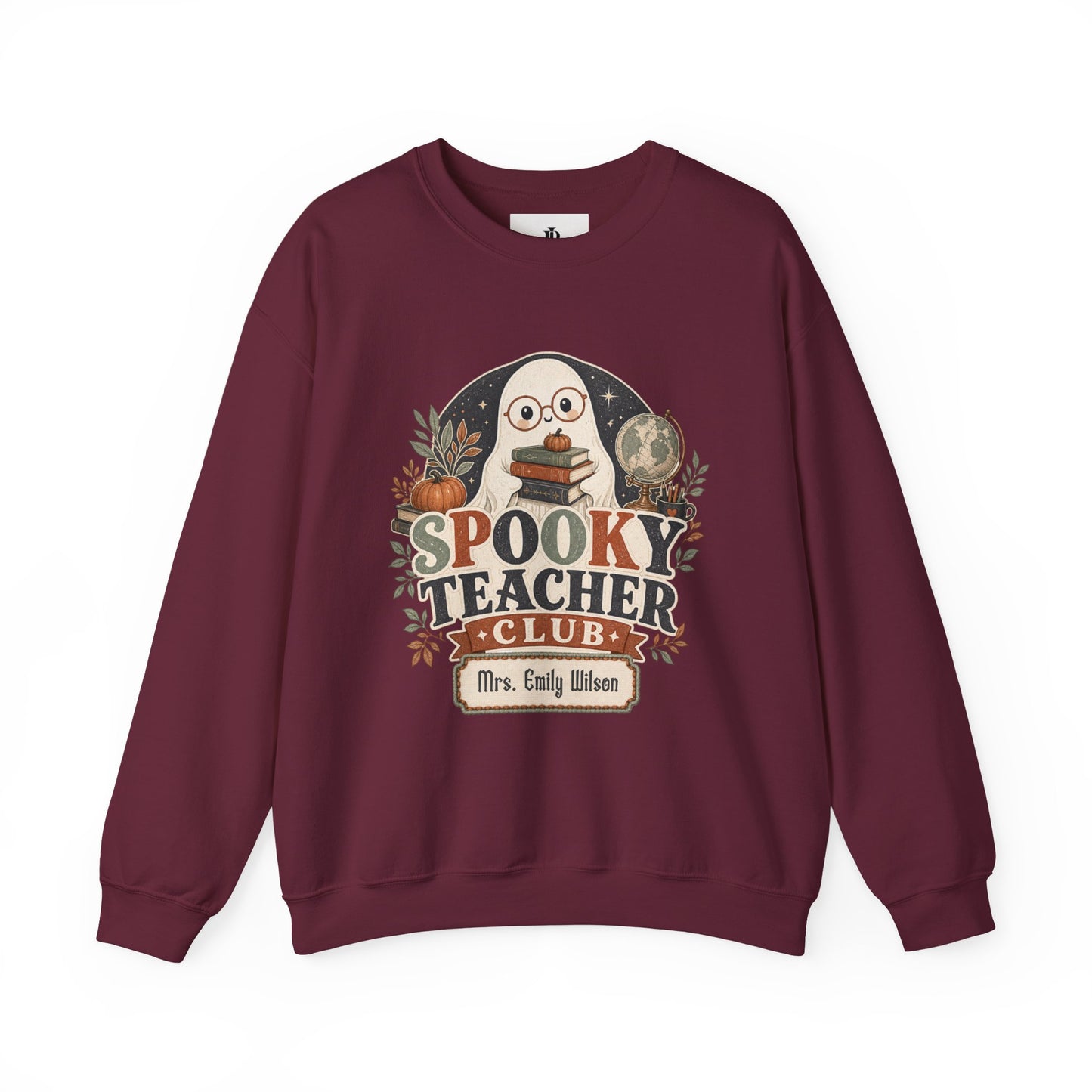 Spooky Teacher Sweatshirt, Personalized Halloween Ghost Crewneck, Soft Unisex Fit