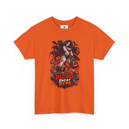 T-Shirt — Blood Sweat Reps Gym Tee (Barbell Demon Illustration)
