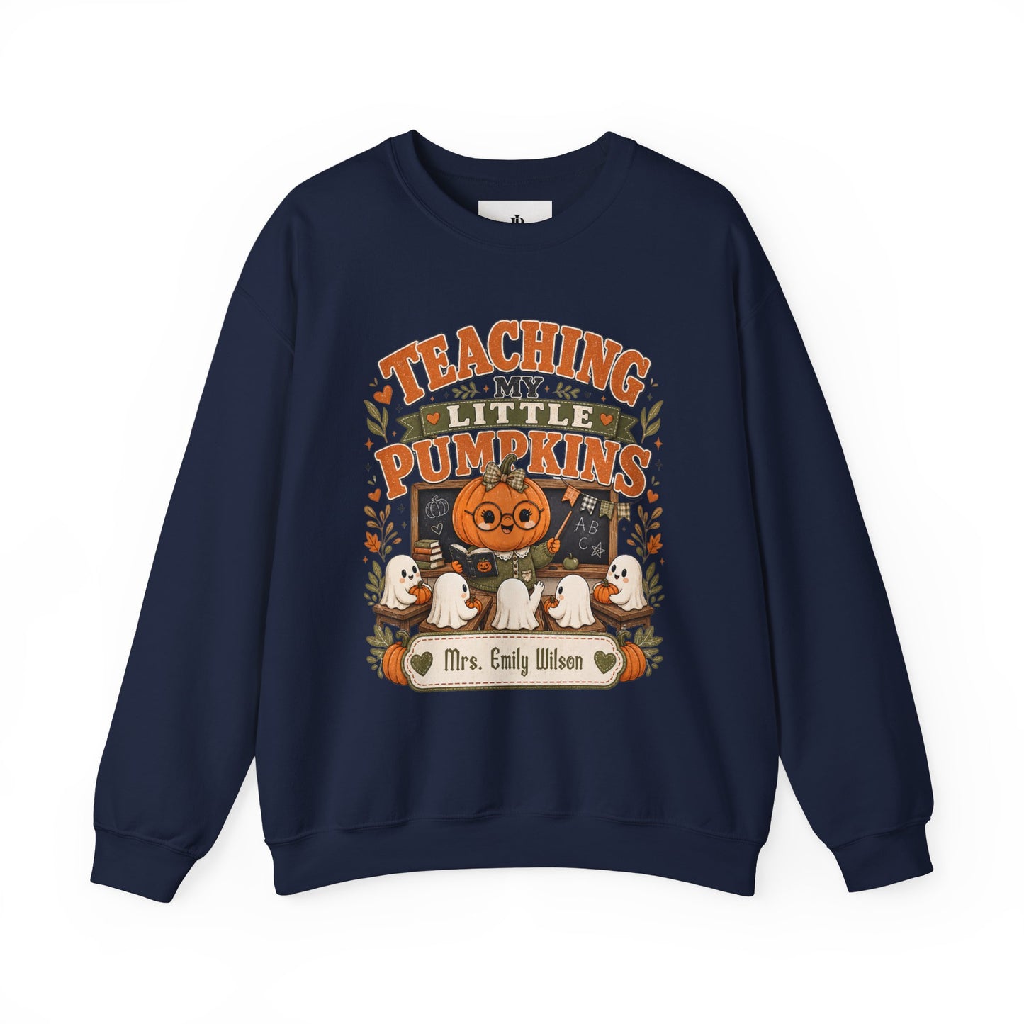 Teacher Halloween Sweatshirt, Teaching My Little Pumpkins Crewneck, Personalized Unisex Fit