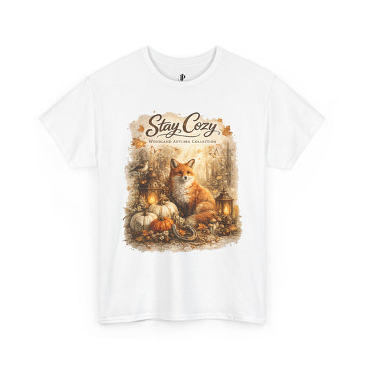 Stay Cozy Fox Fall Scene Tee | Autumn Pumpkin Lantern Woodland Shirt
