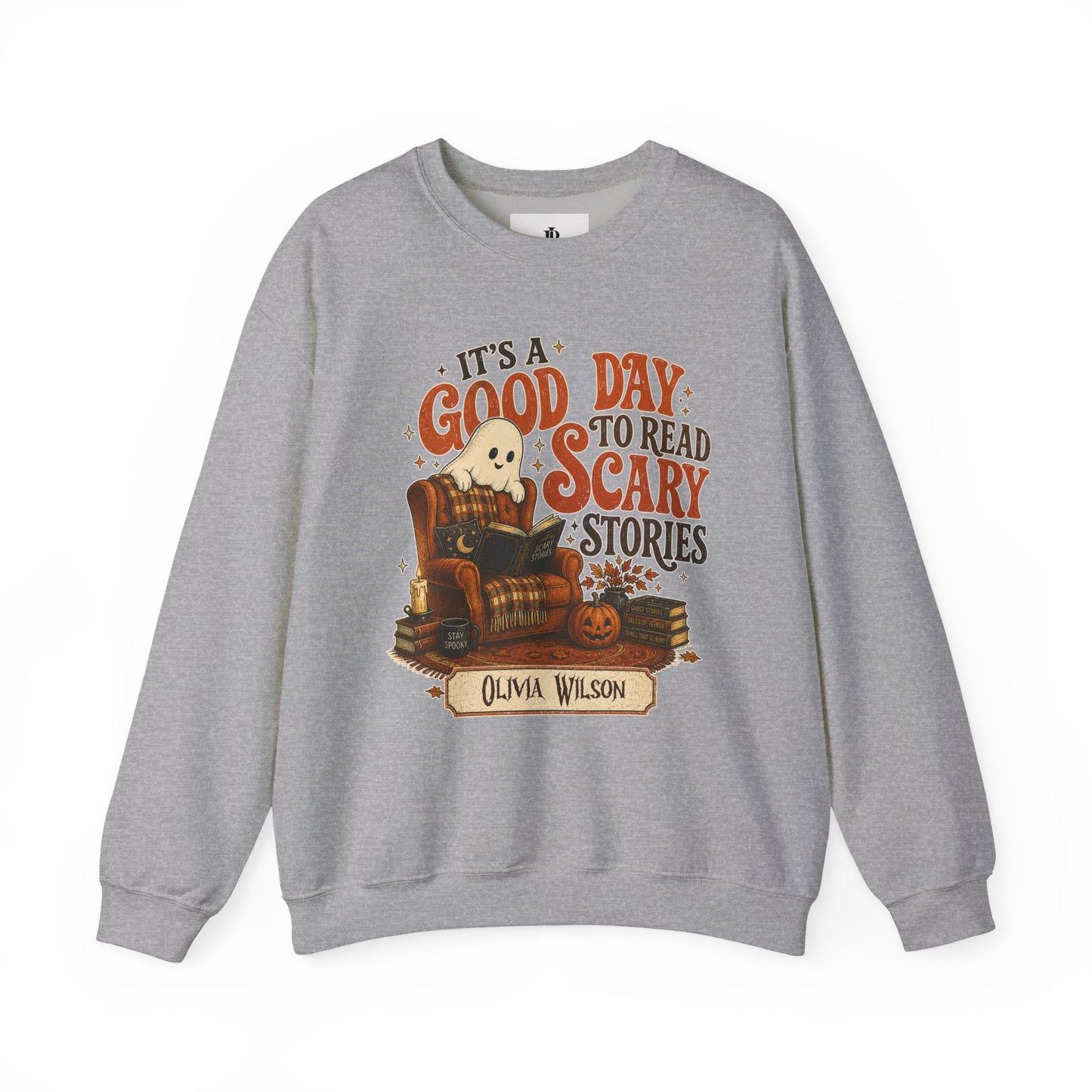 Bookish Halloween Sweatshirt, Personalized Scary Stories Crewneck, Soft Cotton Blend