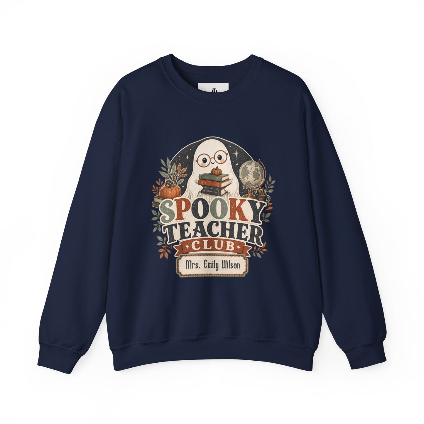 Spooky Teacher Sweatshirt, Personalized Halloween Ghost Crewneck, Soft Unisex Fit