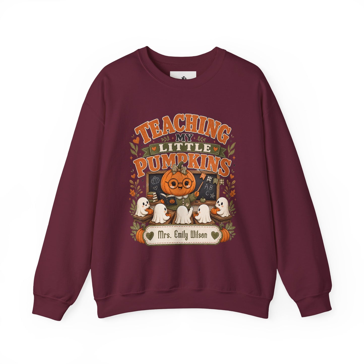 Teacher Halloween Sweatshirt, Teaching My Little Pumpkins Crewneck, Personalized Unisex Fit