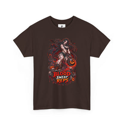T-Shirt — Blood Sweat Reps Gym Tee (Barbell Demon Illustration)