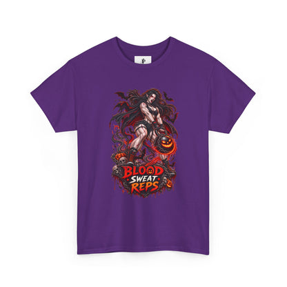 T-Shirt — Blood Sweat Reps Gym Tee (Barbell Demon Illustration)