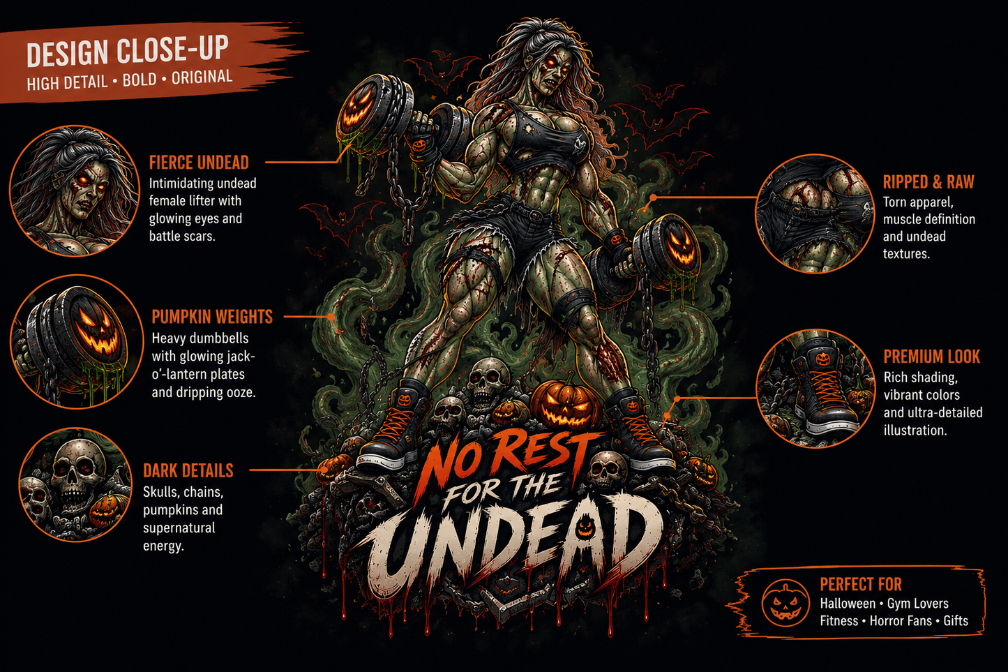Zombie Graphic T-Shirt — "No Rest for the Undead" Horror Tee