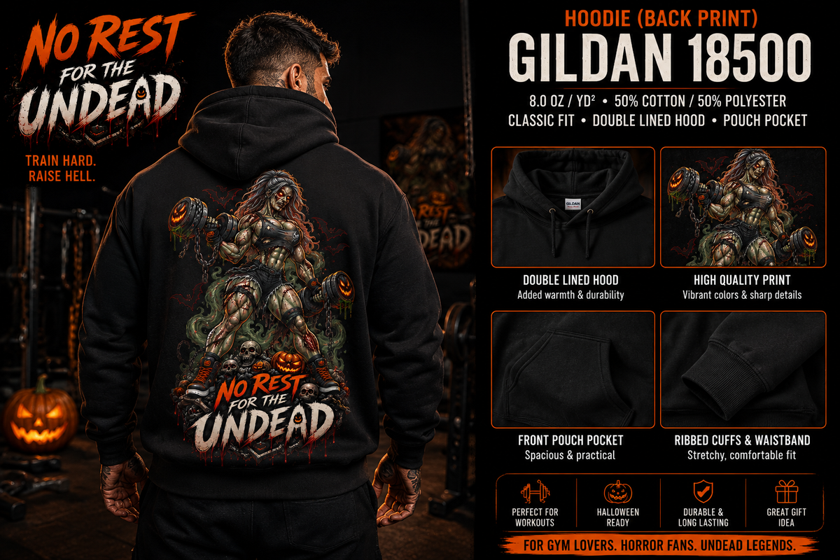Undead Horror Hoodie, Halloween Zombie Graphic Sweatshirt, No Rest for the Undead