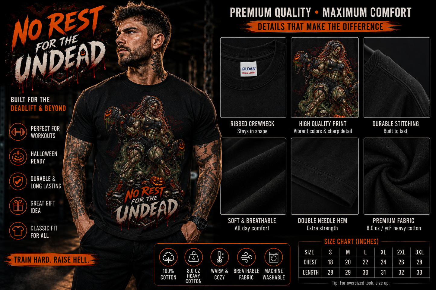 Zombie Graphic T-Shirt — "No Rest for the Undead" Horror Tee