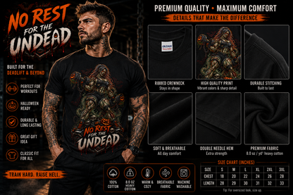 Zombie Graphic T-Shirt — "No Rest for the Undead" Horror Tee