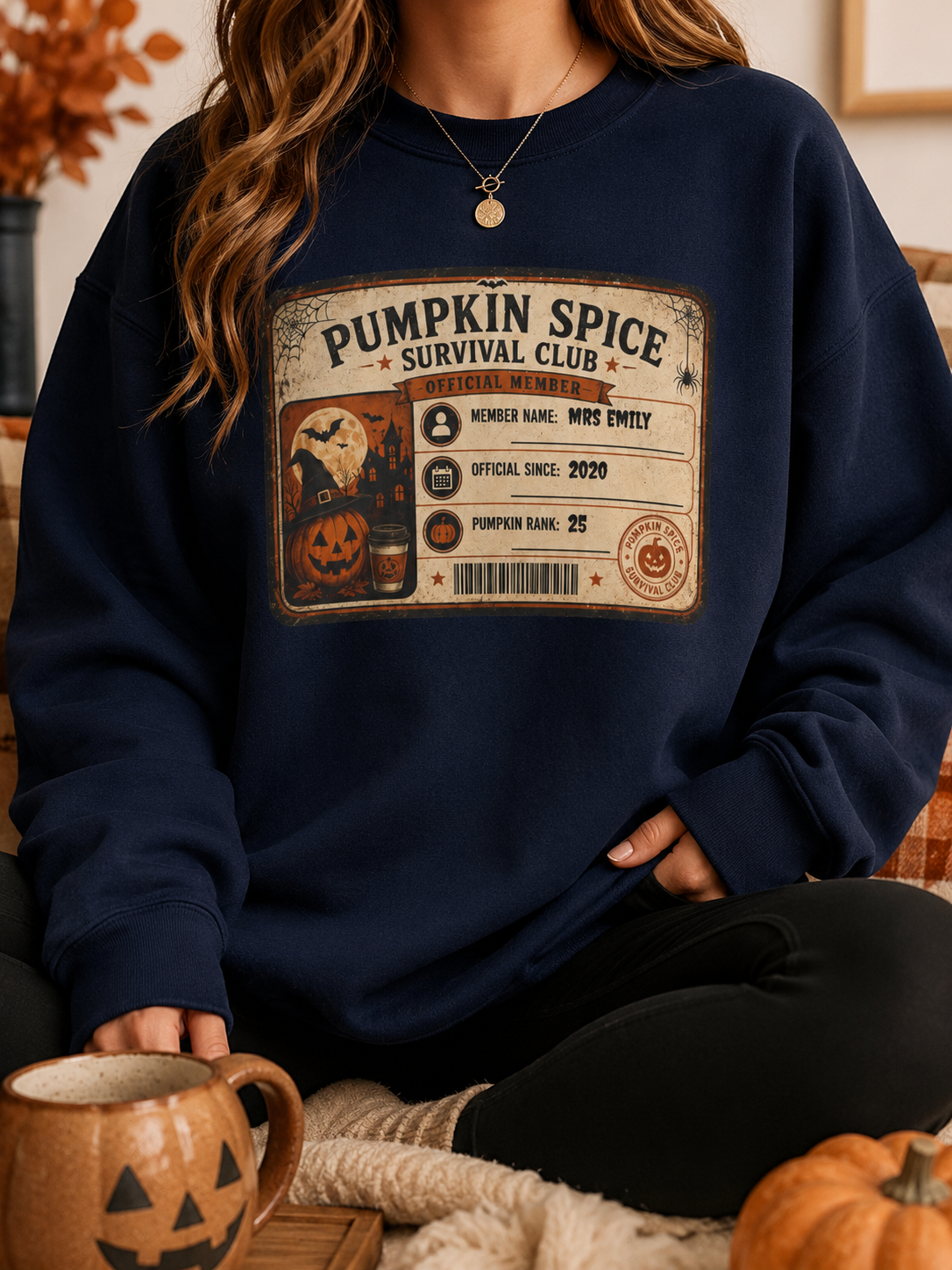 Pumpkin Spice Survival Club Sweatshirt | Retro Halloween Pumpkin Badge