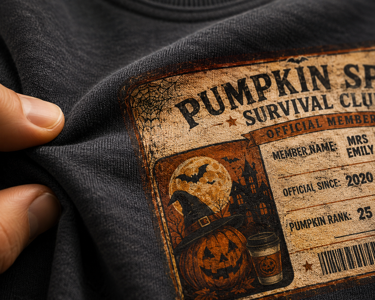 Pumpkin Spice Survival Club Sweatshirt | Retro Halloween Pumpkin Badge