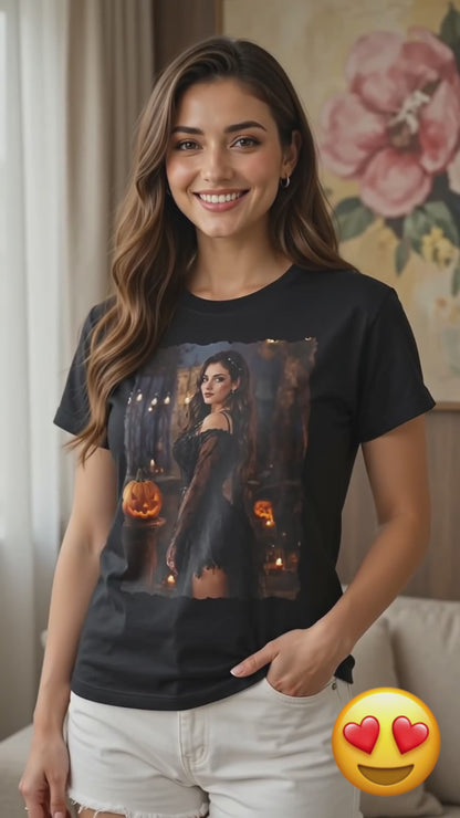 Custom Halloween Portrait Shirt From Your Photo, Personalized Spooky Tshirt, Witch Costume Photo Tee, Custom Photo Gift, Halloween Gift Her